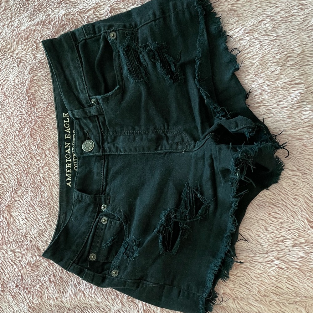Black, jean shorts, American eagle